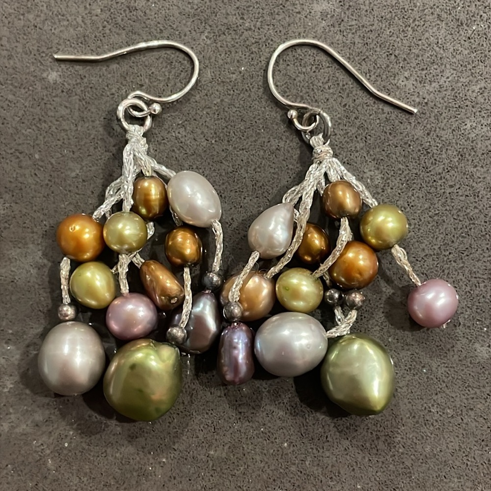 Multicolor Pearl Dangle Earrings